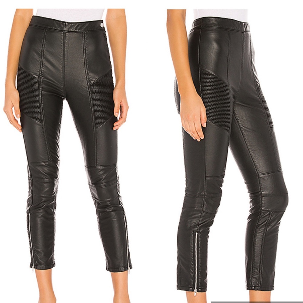 Free People Black Textured Skinny Pants